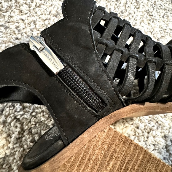 Vince Camuto Suede Zip Black Bootie Heels - 5 - Picture 3 of 9